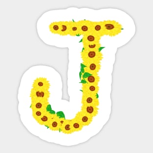 Sunflowers Initial Letter J (White Background) Sticker